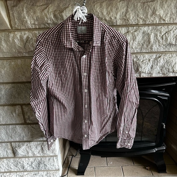 Class Club Boys Burgundy Checkered Button Down Shirt 18/20 - Picture 1 of 4